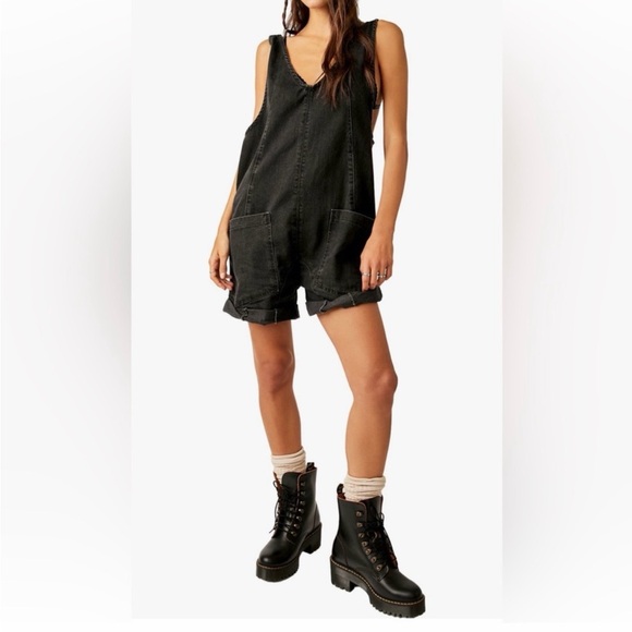 We The Free Tops - Free People High Roller Short Denim Overalls